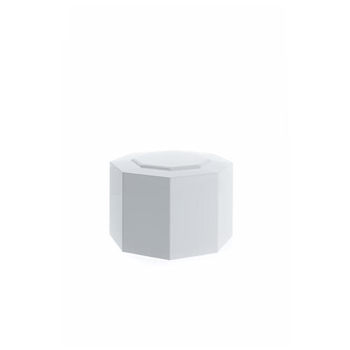 Urna funeraria ottagono bugnato laccato bianco lucido 5L 3