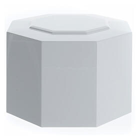 Cremation urn glossy white lacquered ashlar octagon 5L