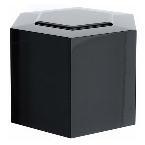 Embossed hexagonal funeral urn with glossy black lacquered finish, 5 L 3