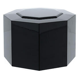Glossy black lacquered octagonal ashlar funeral urn 5L