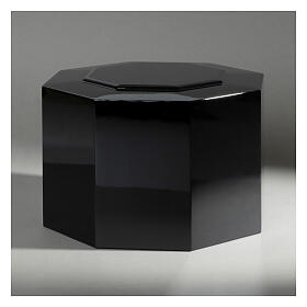 Glossy black lacquered octagonal ashlar funeral urn 5L