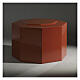 Embossed octagonal funeral urn, glossy red lacquered finish, 5 L s2