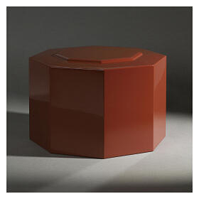 Glossy red lacquered ashlar octagonal cinerary urn 5L
