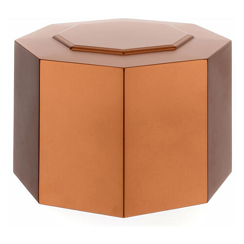 Octagonal cremation urn copper lacquered matte finish 5L 3