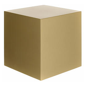 Smooth funerary urn, matte gold lacquered cube, 5 L