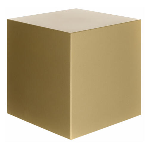 Smooth funerary urn, matte gold lacquered cube, 5 L 1