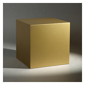 Italian urn smooth cube in matte gold lacquer 5L