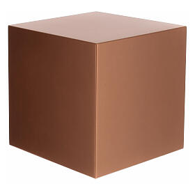 Smooth funerary urn, matte copper lacquered cube, 5 L