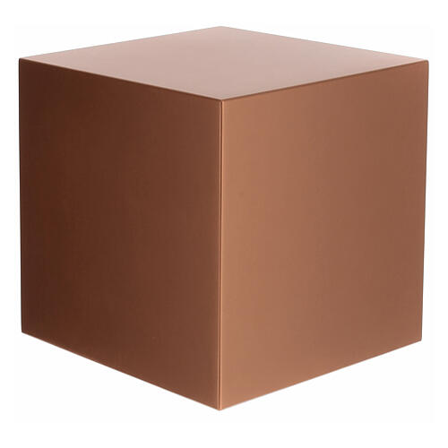 Smooth funerary urn, matte copper lacquered cube, 5 L 1