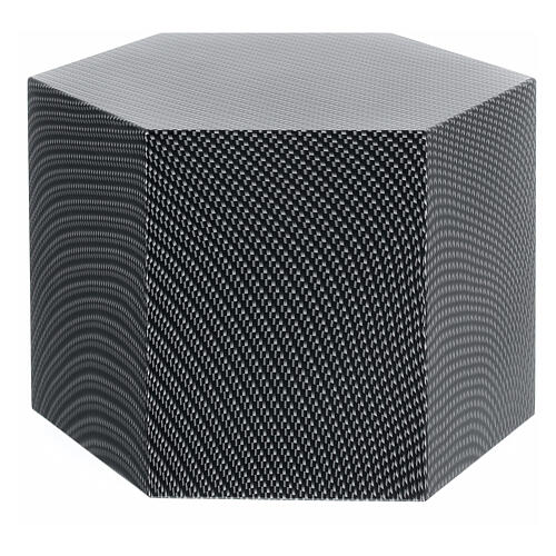 Smooth hexagonal funeral urn with matte carbon-kevlar finish, 5 L 1