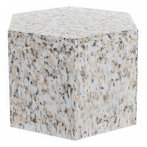 Smooth hexagon cremation urn with polished granite effect 5L 3