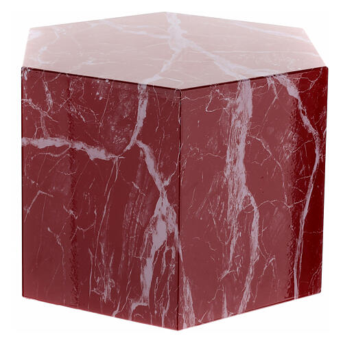 Urne hexagone lisse effet marbre veiné rouge brillant 5L 3