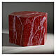 Smooth hexagon cinerary urn with shiny red veined marble effect 5L s2