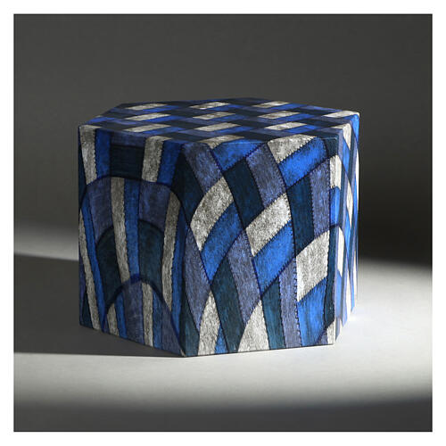 Urna na prochy — heksagonalna, gładka, efekt tkaniny w kwadraty, matowa, 5 l 2