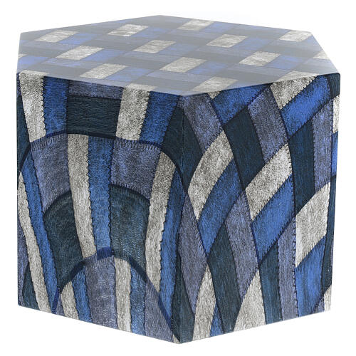 Urna na prochy — heksagonalna, gładka, efekt tkaniny w kwadraty, matowa, 5 l 3