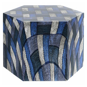 Smooth hexagon funeral urn with quad matte fabric effect 5L