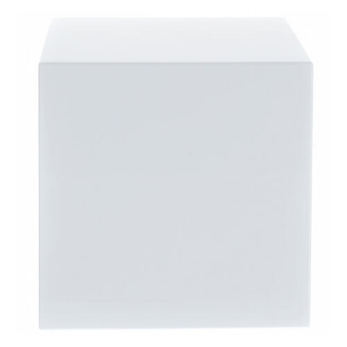 Cubic funeral urn, smooth glossy white lacquered surface, 5 L 3