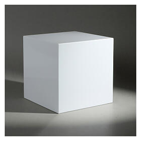 Urne cinéraire cube lisse laqué blanc brillant 5L