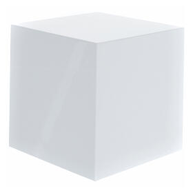 Cube cremation urn glossy white lacquered 5L