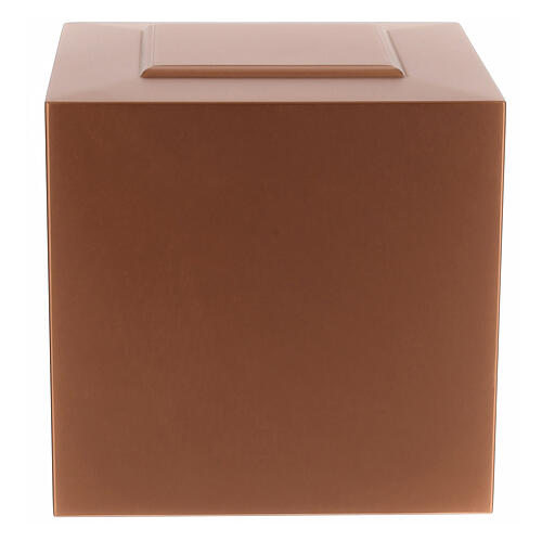 Cubic funeral urn, embossed matte copper lacquered surface, 5 L 3