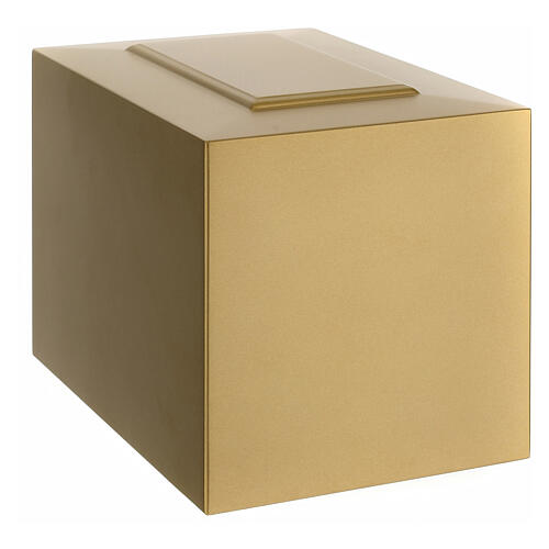 Parallelepiped funeral urn, embossed matte gold lacquered surface, 5 L 1