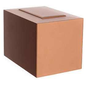 Parallelepiped funeral urn, embossed matte copper lacquered surface, 5 L