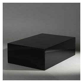 Ascheurne, Buchform, glatte Oberfläche, schwarz glänzend lackiert, 5L