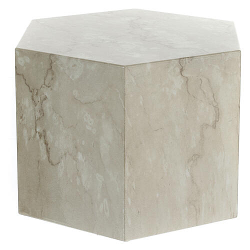 Smooth funerary urn, polished Botticino marble hexagon, 5 L 3