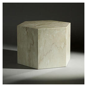 Urne hexagonale lisse effet marbre Botticino brillant 5L
