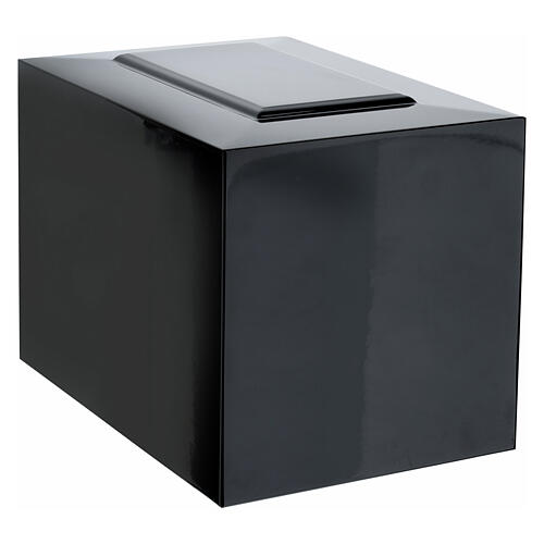 Parallelepiped funeral urn, embossed glossy black lacquered surface, 5 L 1