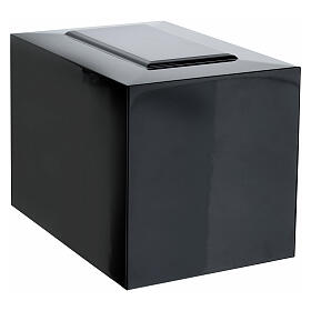 Funeral urn glossy black lacquered ashlar parallelepiped 5L