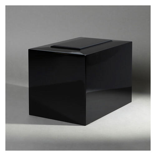 Funeral urn glossy black lacquered ashlar parallelepiped 5L 2