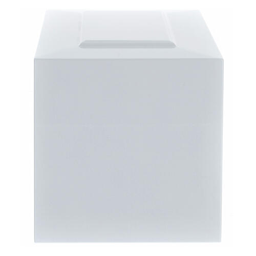 Parallelepiped funeral urn, embossed glossy white lacquered surface, 5 L 4