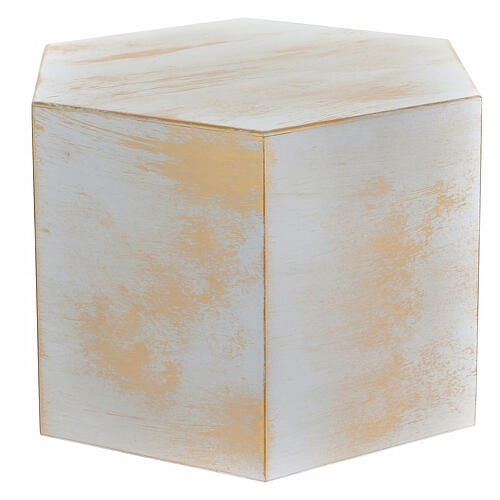 Funeral urn, smooth matte hexagon with bronze white gold finish, 5 L 3