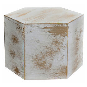 Smooth hexagon funeral urn bronze effect matte white gold 5L