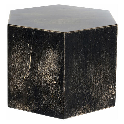 Funeral urn, smooth matte hexagon with bronze gold finish, 5 L 3