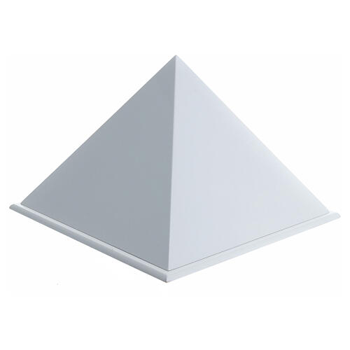 Cremation urn, smooth pyramid with glossy white lacquered finish, 5 L 1