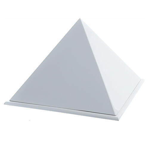 Cremation urn, smooth pyramid with glossy white lacquered finish, 5 L 3
