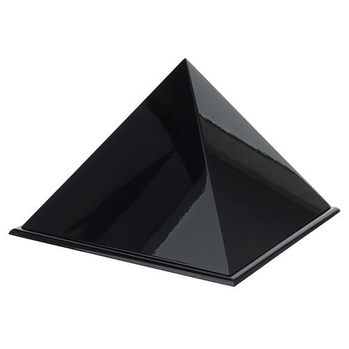 Cremation urn, smooth pyramid with glossy black lacquered finish, 5 L 1