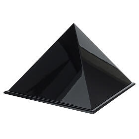 Glossy black lacquered pyramid funeral urn 5L