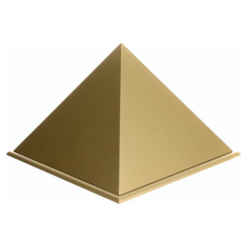 Cremation urn, smooth pyramid with glossy gold lacquered finish, 5 L 1