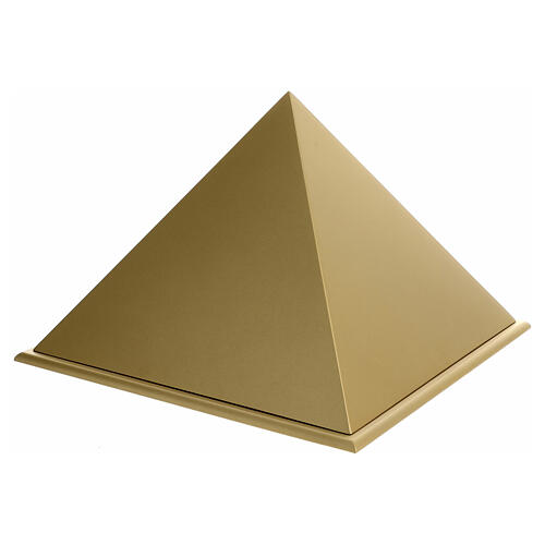 Urne cinéraire lisse pyramide vernie or mat 5L 3