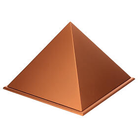Urna cinerária pirâmide lisa efeito laqueado cobre opaco 5L