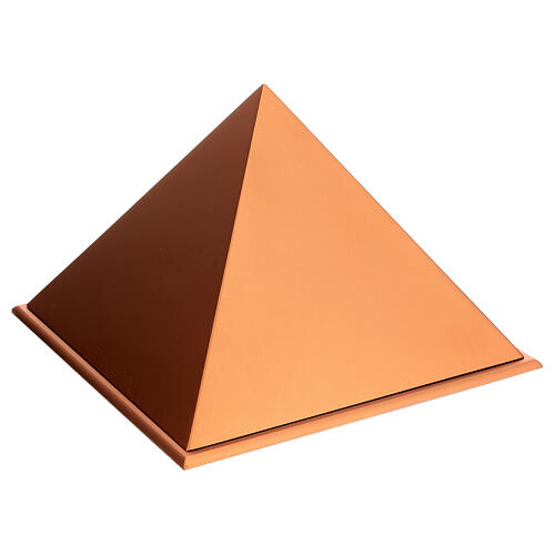 Urna cinerária pirâmide lisa efeito laqueado cobre opaco 5L 2