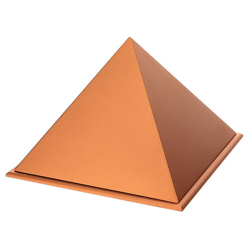 Urna cinerária pirâmide lisa efeito laqueado cobre opaco 5L 3