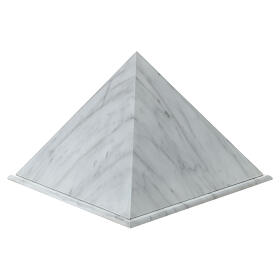 Cremation urn, smooth pyramid with polished Carrara marble finish, 5 L