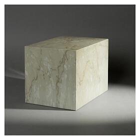 Smooth parallelepiped funeral urn with glossy Botticino marble effect 5L