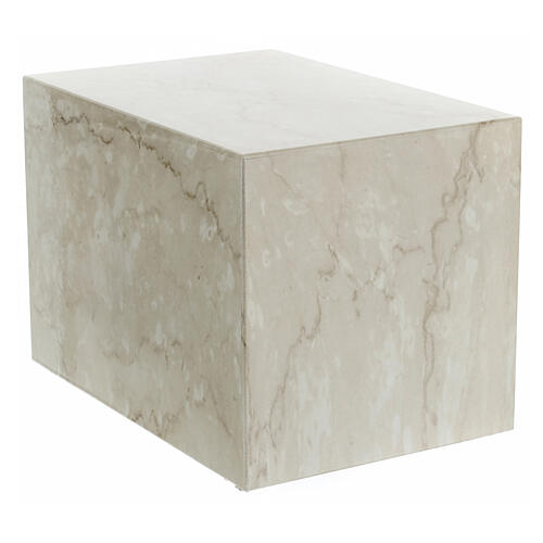 Smooth parallelepiped funeral urn with glossy Botticino marble effect 5L 1