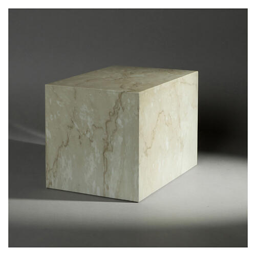 Smooth parallelepiped funeral urn with glossy Botticino marble effect 5L 2