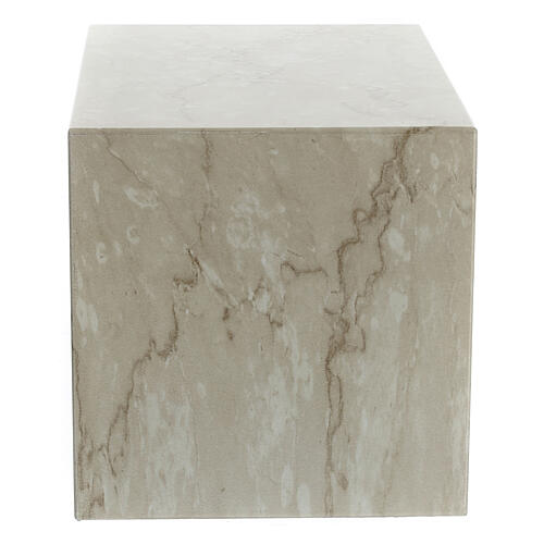 Smooth parallelepiped funeral urn with glossy Botticino marble effect 5L 3